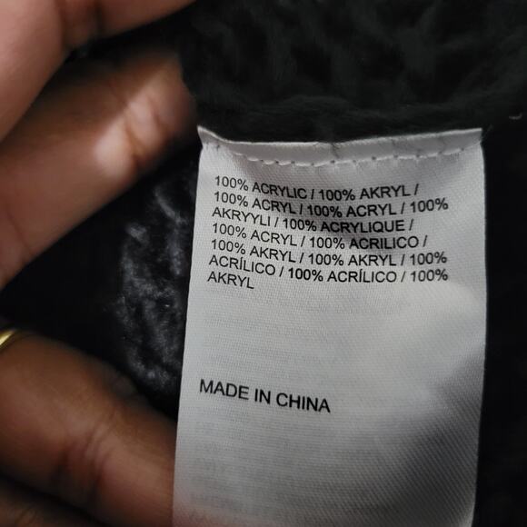 Ragged Priest Trinity Dress Black Sweater Open Knit Mini Cold Shoulder Large - Picture 11 of 15